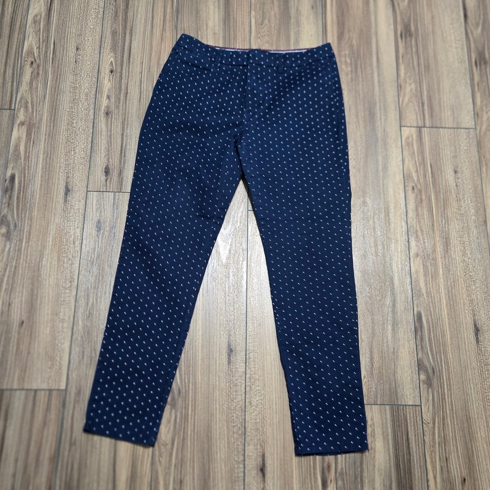Tommy Hilfiger Hampton Stretch Slim Chino Navy Blue Dots Pants Mid Rise Size 8 - Picture 13 of 13
